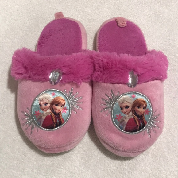 Disney Frozen Toddler Girls Blue Sequin Plush Slipper Boots House Shoes Size 7//8